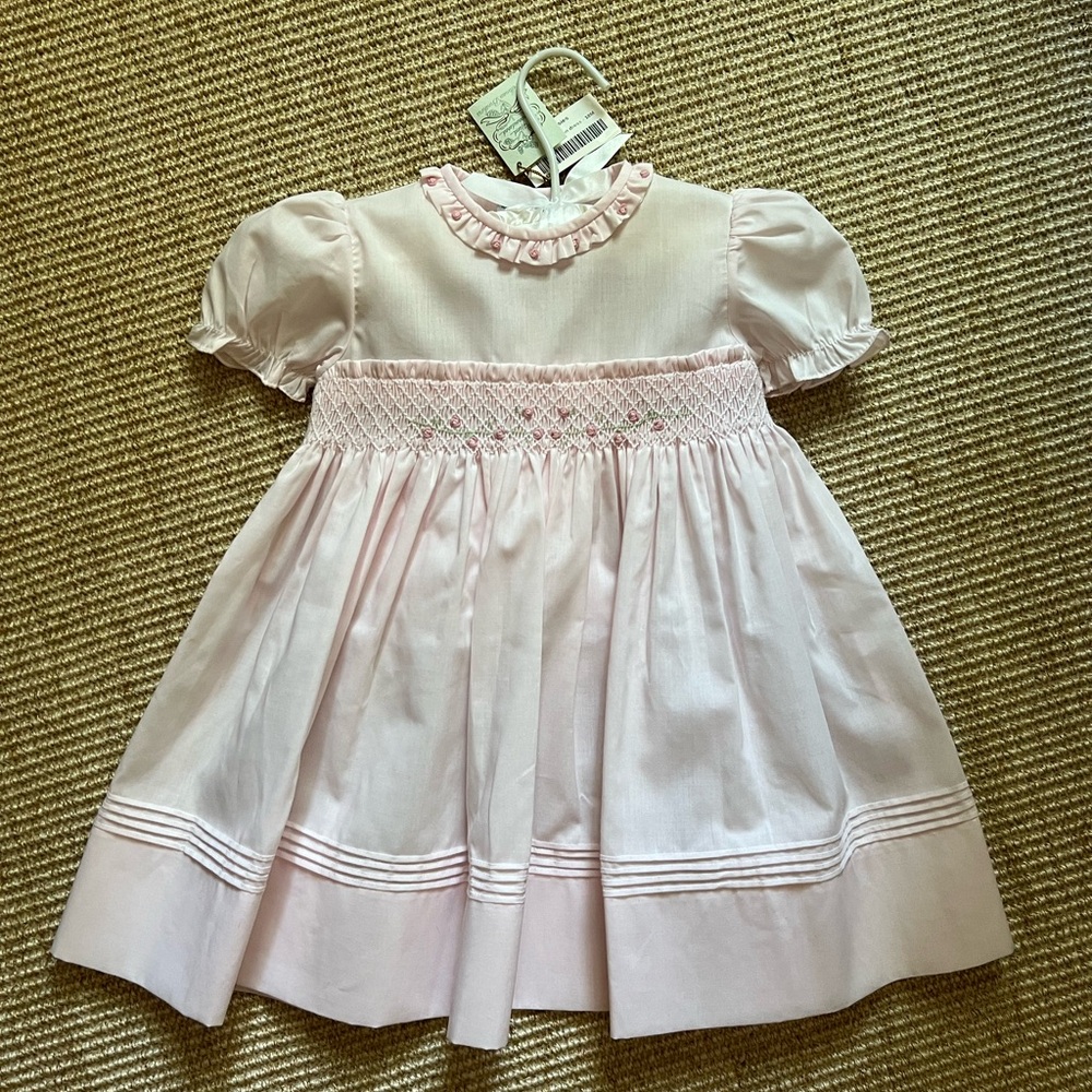 NWT feltman brothers rose garden dress with smock and tie in back